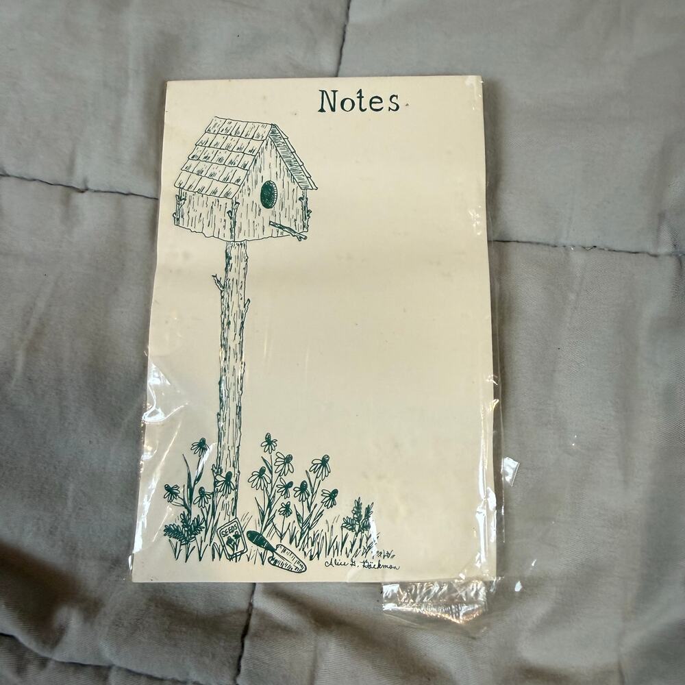 NEW Vintage Alice's Cottage Note Pad Alice Goebel Backman Birdhouse Notes